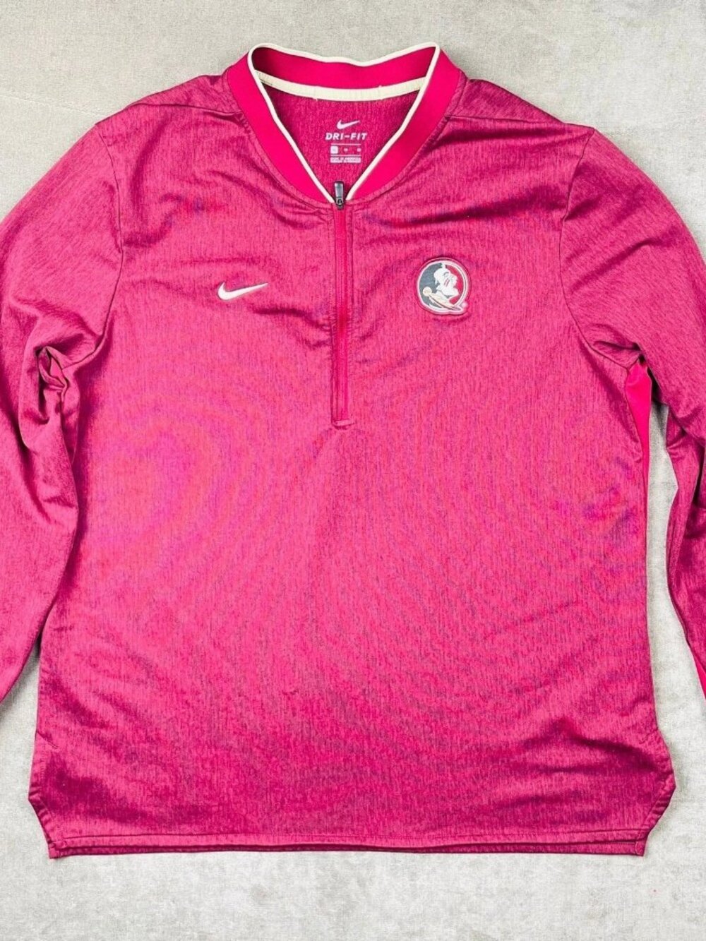 Nike NCAA Florida State Seminoles 1/4 Zip Long Sleeve Mens Size XL